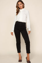 Load image into Gallery viewer, Babyhem Ruffle Neck Button Up Shirt
