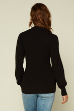 Load image into Gallery viewer, Black Mock Neck Balloon Sleeve Knit Sweater
