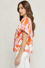 Load image into Gallery viewer, Floral Bubble Sleeve Pleated Blouse
