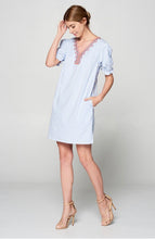 Load image into Gallery viewer, Embroidered Pinstripe Dress
