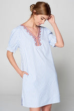 Load image into Gallery viewer, Embroidered Pinstripe Dress
