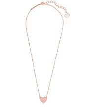 Load image into Gallery viewer, Ari Heart Pink Drusy Pendant Necklace
