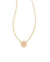 Load image into Gallery viewer, Stamped Dira Pendant Necklace GOLD IVORY MOP
